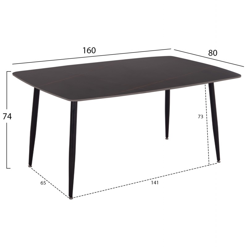 ΣΕΤ ΤΡΑΠΕΖΑΡΙΑΣ 5ΤΜΧ RAVEN HM21069.02 ΚΕΡΑΜΙΚΟ TOP ΜΑΥΡΟ ΜΑΡΜΑΡΟ & 4 ΚΑΡΕΚΛΕΣ