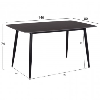 ΣΕΤ ΤΡΑΠΕΖΑΡΙΑΣ 5ΤΜΧ RAVEN HM21072.02 ΚΕΡΑΜΙΚΟ TOP ΜΑΥΡΟ ΜΑΡΜΑΡΟ & 4 ΚΑΡΕΚΛΕΣ