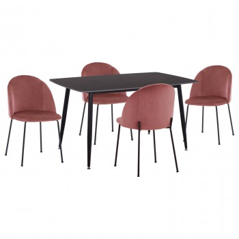 ΣΕΤ ΤΡΑΠΕΖΑΡΙΑΣ 5ΤΜΧ RAVEN HM21072.02 ΚΕΡΑΜΙΚΟ TOP ΜΑΥΡΟ ΜΑΡΜΑΡΟ & 4 ΚΑΡΕΚΛΕΣ