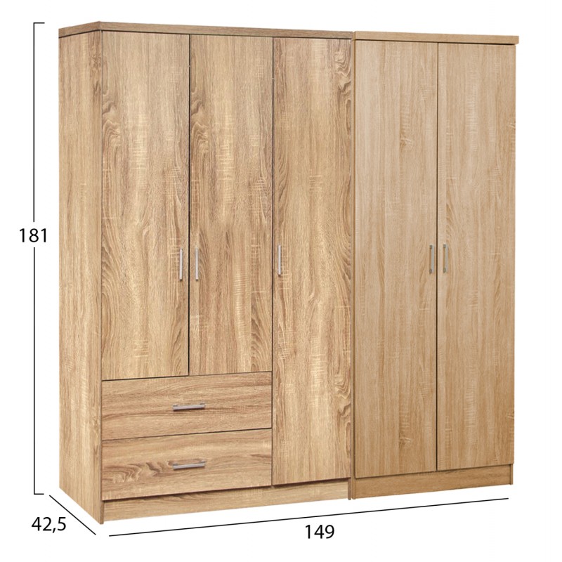 ΝΤΟΥΛΑΠΑ 5ΦΥΛΛΗ CAESAR HM21234.02 ΜΕΛΑΜΙΝΗ ΧΡΩΜΑ SONAMA 150x42.5x181Υεκ