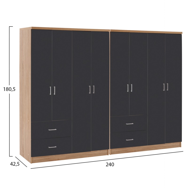ΝΤΟΥΛΑΠΑ 8ΦΥΛΛΗ BRIANA HM21237.01 ΜΕΛΑΜΙΝΗ SONAMA & ΣΚΟΥΡΟ ΓΚΡΙ 241x42,5Χ180,5Υεκ.