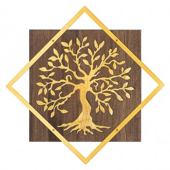 ΔΙΑΚΟΣΜΗΤΙΚΟ ΤΟΙΧΟΥ ΔΕΝΤΡΟ HM4752-ΦΥΛΛΑ ΜΕΤΑΛΛΟΥ ΧΡΥΣΑ-ΞΥΛΟ 54x3(βάθος)x54Υεκ.