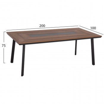 ΤΡΑΠΕΖΙ ΑΛΟΥΜΙΝΙΟΥ TABER ΜΕ POLYWOOD 200X100 ΓΚΡΙ HM5131.12