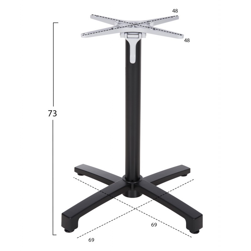 ΒΑΣΗ ΑΛΟΥΜΙΝΙΟΥ ΠΤΥΣΣΟΜΕΝΗ HM459.01 ΜΑΥΡΟ ΜΑΤ 69Χ69Χ73Υεκ. ΜΕ ΣΤΑΥΡΟ 48Χ48εκ.