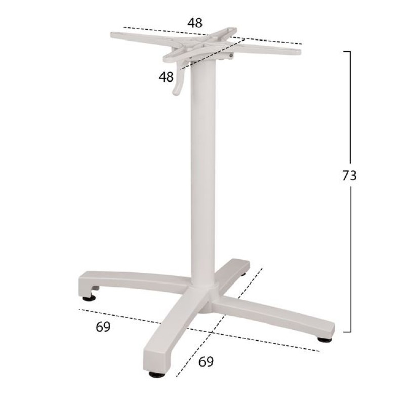 ΒΑΣΗ ΑΛΟΥΜΙΝΙΟΥ HM459.02 ΛΕΥΚΟ ΜΑΤ 69Χ69Χ73Υεκ. ΜΕ ΕΠΙΦΑΝΕΙΑ 48Χ48εκ.