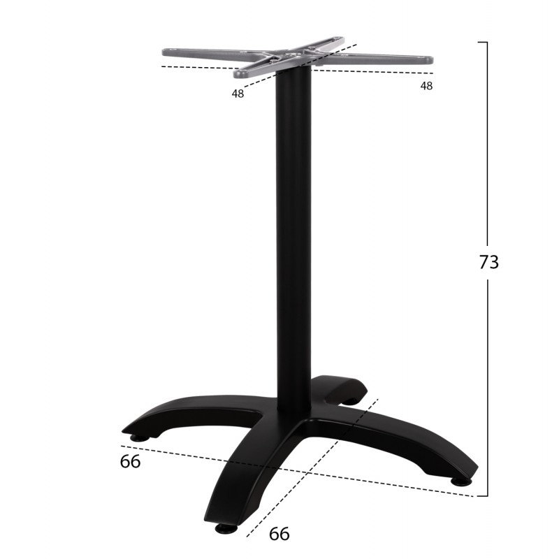 ΒΑΣΗ ΑΛΟΥΜΙΝΙΟΥ HM460.01 ΜΑΥΡΟ ΜΑΤ 66Χ66Χ72Υεκ. ΜΕ ΣΤΑΥΡΟ 48Χ48εκ.