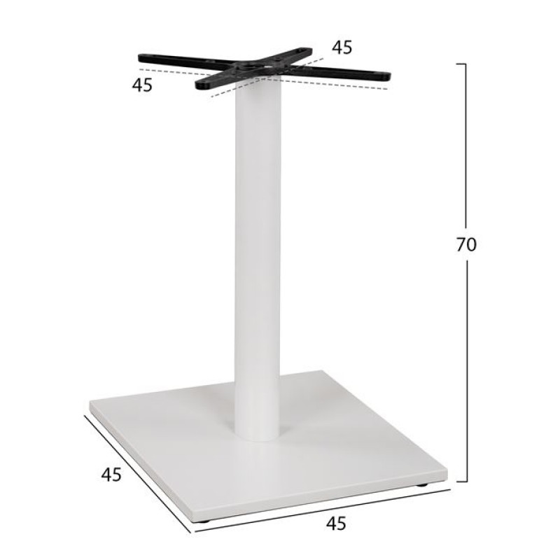 ΒΑΣΗ ΜΕΤΑΛΛΙΚΗ ΛΕΥΚΗ ΜΑΤ 46Χ46Χ72εκ. ΜΕ ΣΤΑΥΡΟ 46Χ46 ΚΑΙ ΡΕΓΟΥΛΑΤΟΡΟΥΣ HM438.02