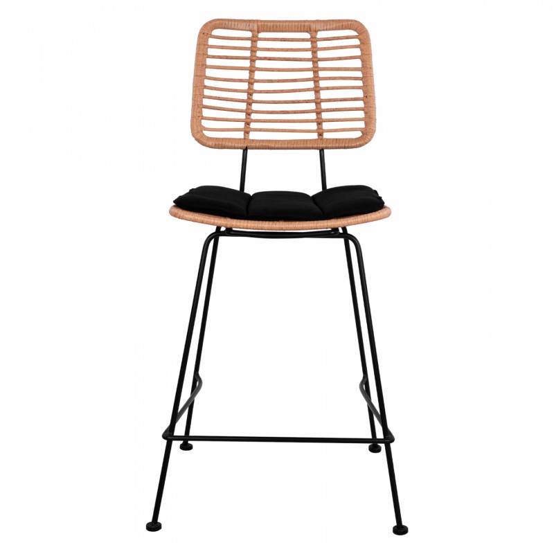 ΣΚΑΜΠΟ ΜΕΣΑΙΟΥ ΥΨΟΥΣ ALLEGRA HM5644 ΜΕΤΑΛΛΙΚΟ ΜΕ WICKER ΣΕ ΜΠΕΖ ΑΠΟΧΡΩΣΗ 55x56x107 εκ.