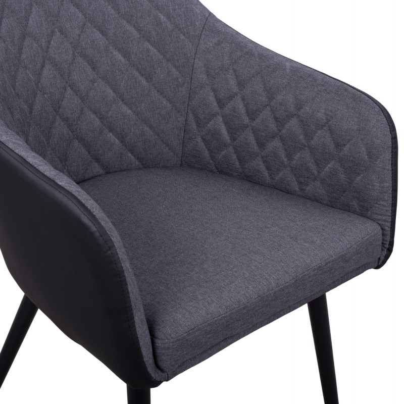 ΠΟΛΥΘΡΟΝΑΚΙ CHARLES HM8522.01 ΜΕ ΥΦΑΣΜΑ ΣΚΟΥΡΟ ΓΚΡΙ PU ΜΑΥΡΟ 57x63x83Υ εκ.
