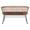 ΠΑΓΚΑΚΙ ΜΕΤΑΛΛΙΚΟ ALLEGRA HM5692 ΜΕ WICKER ΜΑΥΡΟ-ΜΠΕΖ 124x57x77Υ εκ.