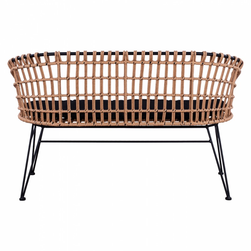 ΠΑΓΚΑΚΙ ΜΕΤΑΛΛΙΚΟ ALLEGRA HM5692 ΜΕ WICKER ΜΑΥΡΟ-ΜΠΕΖ 124x57x77Υ εκ.