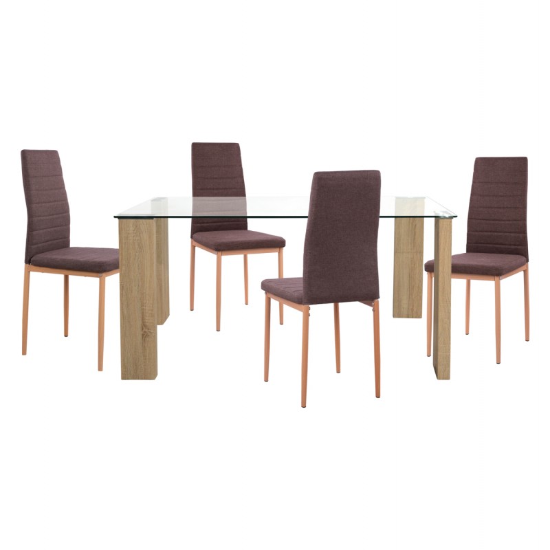 ΣΕΤ ΤΡΑΠΕΖΑΡΙΑΣ 5ΤΜΧ LADY HM11595 ΓΥΑΛΙ--ΜΕΤΑΛΛΟ--MDF ΣΕ SONAMA & ΚΑΦΕ ΥΦΑΣΜΑ