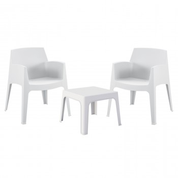 ΣΕΤ LOUNGE ΠΟΛΥΠΡΟΠΥΛΕΝΙΟΥ SLEEK HM21267.01 ΤΡΑΠΕΖΑΚΙ & 2 ΠΟΛΥΘΡΟΝΕΣ-ΛΕΥΚΟ
