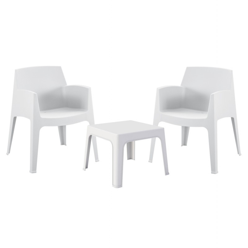 ΣΕΤ LOUNGE ΠΟΛΥΠΡΟΠΥΛΕΝΙΟΥ SLEEK HM21267.01 ΤΡΑΠΕΖΑΚΙ & 2 ΠΟΛΥΘΡΟΝΕΣ-ΛΕΥΚΟ