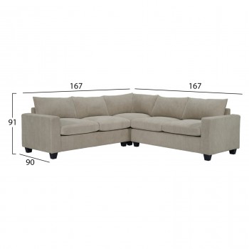 ΓΩΝΙΑΚΟΣ ΚΑΝΑΠΕΣ CALDER HM3286.03 ΜΠΕΖ ΥΦΑΣΜΑ 254x254x90(κάθισμα)x91Υεκ.