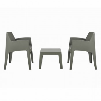 ΣΕΤ 3ΤΜΧ ΠΟΛΥΠΡΟΠΥΛΕΝΙΟΥ SLEEK HM21267.05 ΤΡΑΠΕΖΑΚΙ & 2 ΠΟΛΥΘΡΟΝΕΣ-DARK OLIVE GREEN