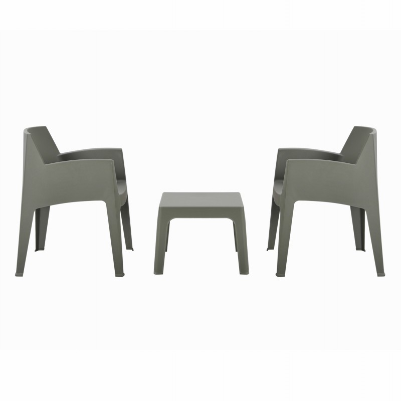 ΣΕΤ 3ΤΜΧ ΠΟΛΥΠΡΟΠΥΛΕΝΙΟΥ SLEEK HM21267.05 ΤΡΑΠΕΖΑΚΙ & 2 ΠΟΛΥΘΡΟΝΕΣ-DARK OLIVE GREEN