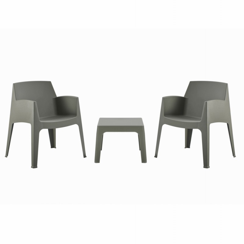 ΣΕΤ 3ΤΜΧ ΠΟΛΥΠΡΟΠΥΛΕΝΙΟΥ SLEEK HM21267.05 ΤΡΑΠΕΖΑΚΙ & 2 ΠΟΛΥΘΡΟΝΕΣ-DARK OLIVE GREEN