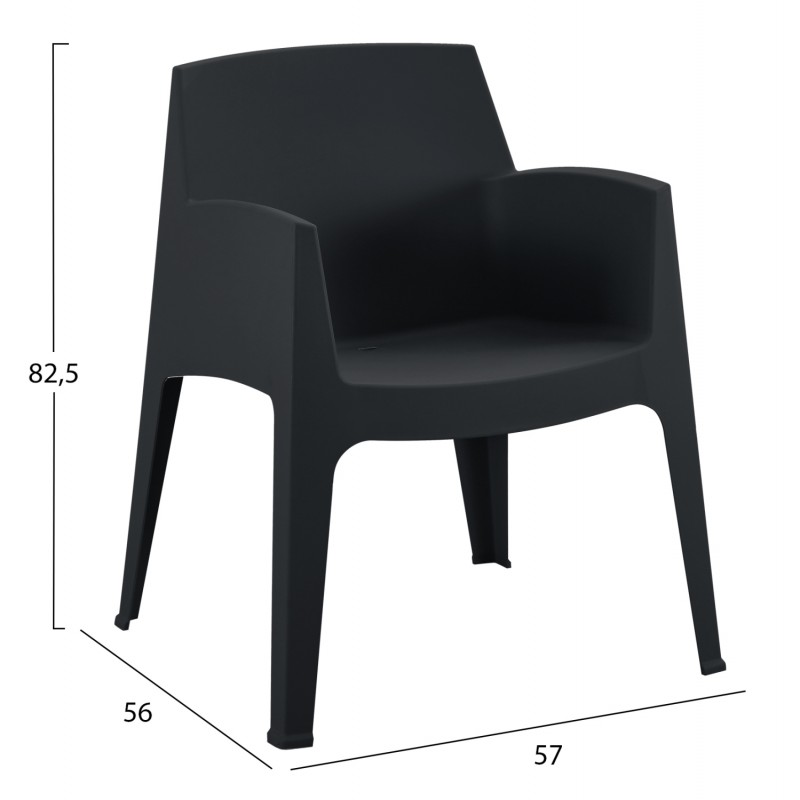 ΣΕΤ 3ΤΜΧ ΠΟΛΥΠΡΟΠΥΛΕΝΙΟΥ SLEEK HM21267.02 ΤΡΑΠΕΖΑΚΙ & 2 ΠΟΛΥΘΡΟΝΕΣ-ΜΑΥΡΟ