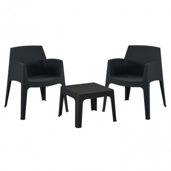 ΣΕΤ 3ΤΜΧ ΠΟΛΥΠΡΟΠΥΛΕΝΙΟΥ SLEEK HM21267.02 ΤΡΑΠΕΖΑΚΙ & 2 ΠΟΛΥΘΡΟΝΕΣ-ΜΑΥΡΟ
