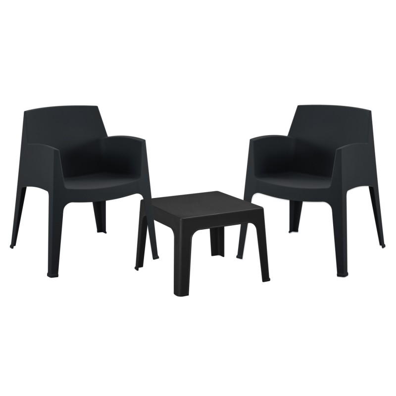 ΣΕΤ 3ΤΜΧ ΠΟΛΥΠΡΟΠΥΛΕΝΙΟΥ SLEEK HM21267.02 ΤΡΑΠΕΖΑΚΙ & 2 ΠΟΛΥΘΡΟΝΕΣ-ΜΑΥΡΟ