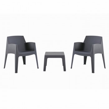 ΣΕΤ 3ΤΜΧ ΠΟΛΥΠΡΟΠΥΛΕΝΙΟΥ SLEEK HM21267.10 ΤΡΑΠΕΖΑΚΙ & 2 ΠΟΛΥΘΡΟΝΕΣ-ΓΚΡΙ