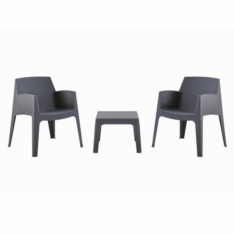 ΣΕΤ 3ΤΜΧ ΠΟΛΥΠΡΟΠΥΛΕΝΙΟΥ SLEEK HM21267.10 ΤΡΑΠΕΖΑΚΙ & 2 ΠΟΛΥΘΡΟΝΕΣ-ΓΚΡΙ