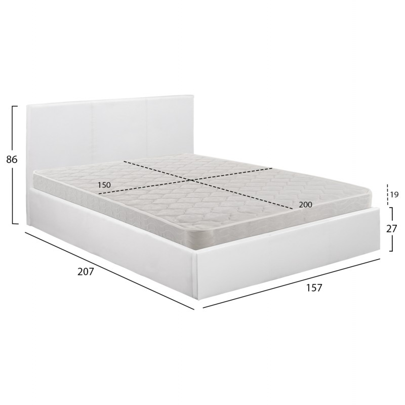 ΚΡΕΒΑΤΙ ΔΙΠΛΟ & ΣΤΡΩΜΑ BOBBI HM21271.01 ΛΕΥΚΟ PU ΜΕ ΑΠΟΘ.ΧΩΡΟ--ΓΙΑ 150x200εκ