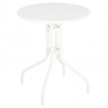 ΤΡΑΠΕΖΙ ΕΞ.ΧΩΡΟΥ ΣΤΡΟΓΓΥΛΟ LINO HM5973.02 ΜΕΤΑΛΛΙΚΟ ΛΕΥΚΟ Φ60x70Υεκ.