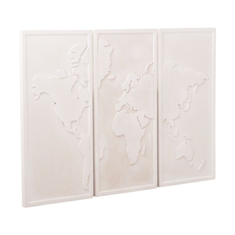 ΠΙΝΑΚΑΣ 3-ΠΤΥΧΟΣ WORLD MAP SANTORINI HM4504 MDF ΣΕ ΥΠΟΛΕΥΚΟ ΧΡΩΜΑ 180x4(πάχος)x120Υεκ.