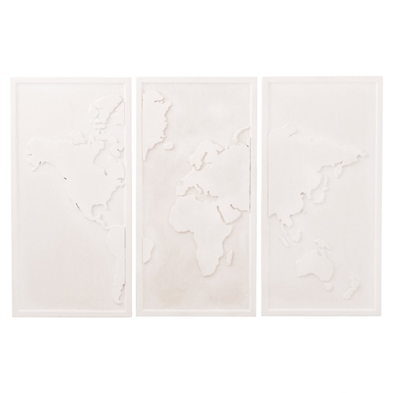 ΠΙΝΑΚΑΣ 3-ΠΤΥΧΟΣ WORLD MAP SANTORINI HM4504 MDF ΣΕ ΥΠΟΛΕΥΚΟ ΧΡΩΜΑ 180x4(πάχος)x120Υεκ.