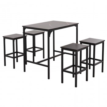 ΣΕΤ ΤΡΑΠΕΖΑΡΙΑ ΜΠΑΡ 5ΤΜΧ BOXY HM9882.13 ΜΑΥΡΟ ΜΕΤΑΛΛΟ-ΜΕΛΑΜΙΝΗ ΜΑΥΡΟ ΜΑΡΜΑΡΟ