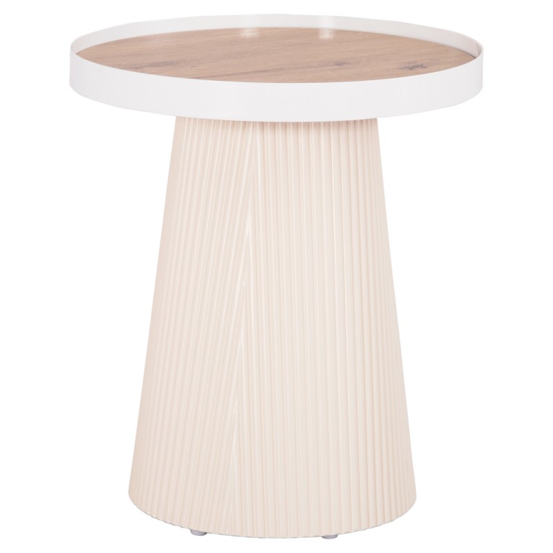 ΤΡΑΠΕΖΑΚΙ ΒΟΗΘΗΤΙΚΟ DENTON HM18023.02 MDF TOP ΦΥΣΙΚΟ ΞΥΛΟΥ-ΒΑΣΗ ΛΕΥΚΗ Φ45x51,5Υεκ.