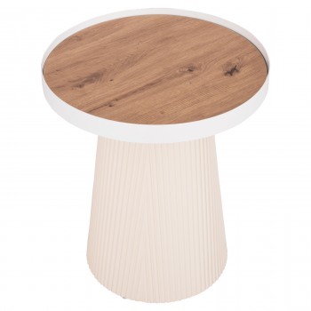 ΤΡΑΠΕΖΑΚΙ ΒΟΗΘΗΤΙΚΟ DENTON HM18023.02 MDF TOP ΦΥΣΙΚΟ ΞΥΛΟΥ-ΒΑΣΗ ΛΕΥΚΗ Φ45x51,5Υεκ.