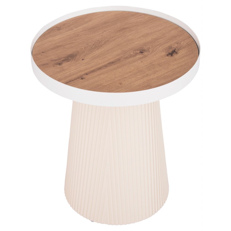 ΤΡΑΠΕΖΑΚΙ ΒΟΗΘΗΤΙΚΟ DENTON HM18023.02 MDF TOP ΦΥΣΙΚΟ ΞΥΛΟΥ-ΒΑΣΗ ΛΕΥΚΗ Φ45x51,5Υεκ.