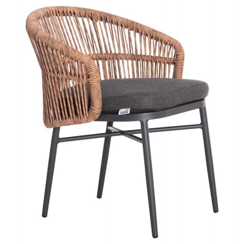 ΠΟΛΥΘΡΟΝΑ ΑΛΟΥΜΙΝΙΟΥ ORIN HM6265.01 ΣΚΟΥΡΟ ΓΚΡΙ- P.E.RATTAN ΣΕ ΦΥΣΙΚΟ 58x61x75Υεκ.