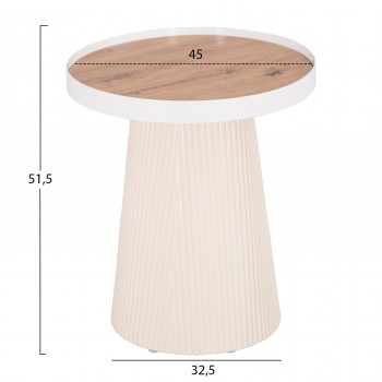 ΣΕΤ 2ΤΜΧ ΤΡΑΠΕΖΙΑ ΣΑΛΟΝΙΟΥ DUNCAN HM21082 MDF ΚΡΕΜ ΚΑΙ ΚΕΡΑΜΙΚΟ TOP Φ80εκ & Φ45εκ
