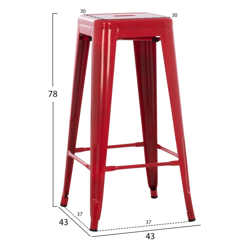 ΣΚΑΜΠΟ ΜΠΑΡ ΜΕΤΑΛΛΙΚΟ MELITA-PRO HM8642.44 ΣΕ ΚΟΚΚΙΝΟ 43x43x78Υεκ.