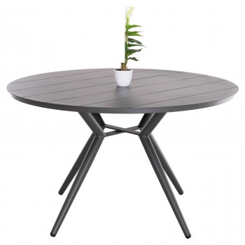 ΤΡΑΠΕΖΙ ΑΛΟΥΜΙΝΙΟΥ ΣΤΡΟΓΓΥΛΟ HIGER HM6290.01 ΓΚΡΙ Φ126x74Υεκ.