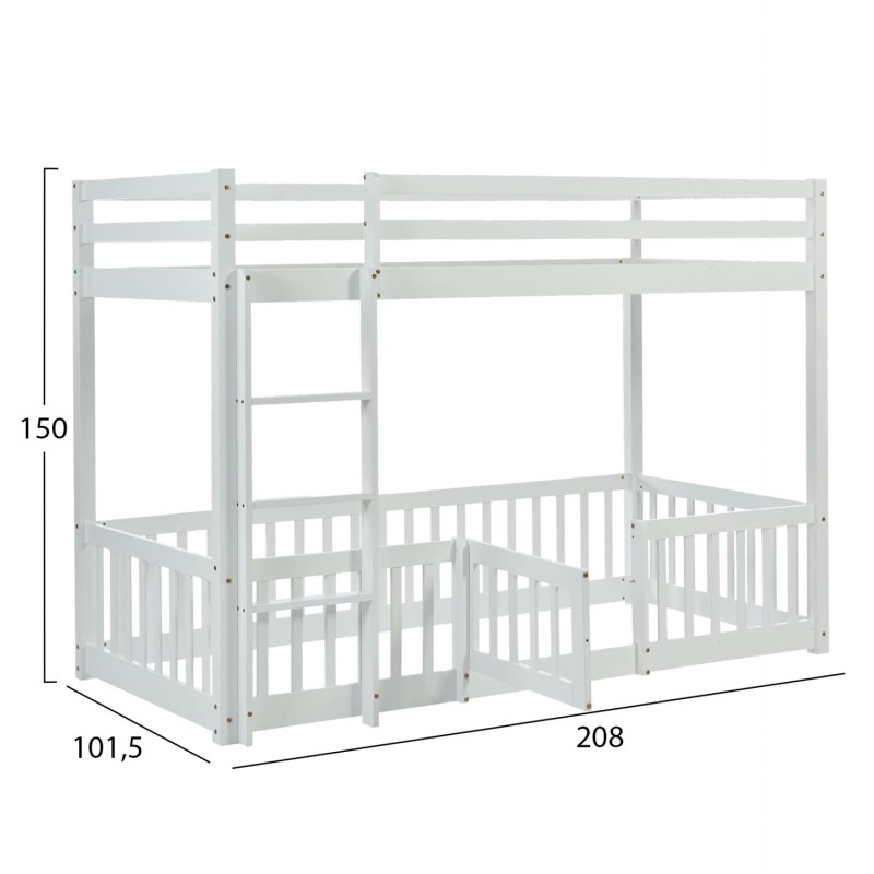 ΠΑΙΔΙΚΗ ΚΟΥΚΕΤΑ τ.MONTESSORI ΜΕ ΠΑΡΚΑΚΙ PLAYKID HM703.03 ΞΥΛΟ ΠΕΥΚΟΥ ΛΕΥΚΟ ΓΙΑ 190x90εκ