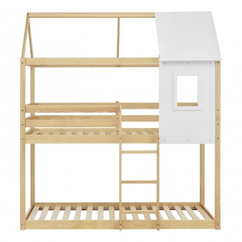 ΠΑΙΔΙΚΗ ΚΟΥΚΕΤΑ ΣΠΙΤΑΚΙ τ.MONTESSORI HOOD HM705.01 ΞΥΛΟ ΠΕΥΚΟΥ ΣΕ ΦΥΣΙΚΟ-ΣΤΡΩΜΑΤΑ 190x90εκ