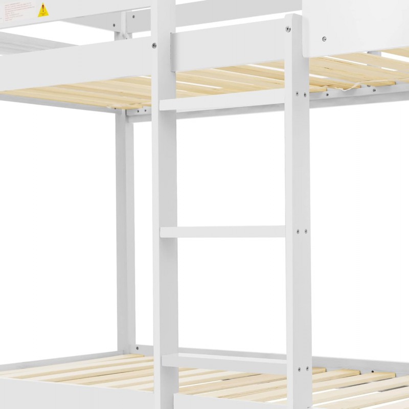 ΠΑΙΔΙΚΗ ΚΟΥΚΕΤΑ ΣΠΙΤΑΚΙ  τ.MONTESSORI HOOD HM705.03 ΞΥΛΟ ΠΕΥΚΟΥ ΣΕ ΛΕΥΚΟ-ΣΤΡΩΜΑΤΑ 190x90εκ
