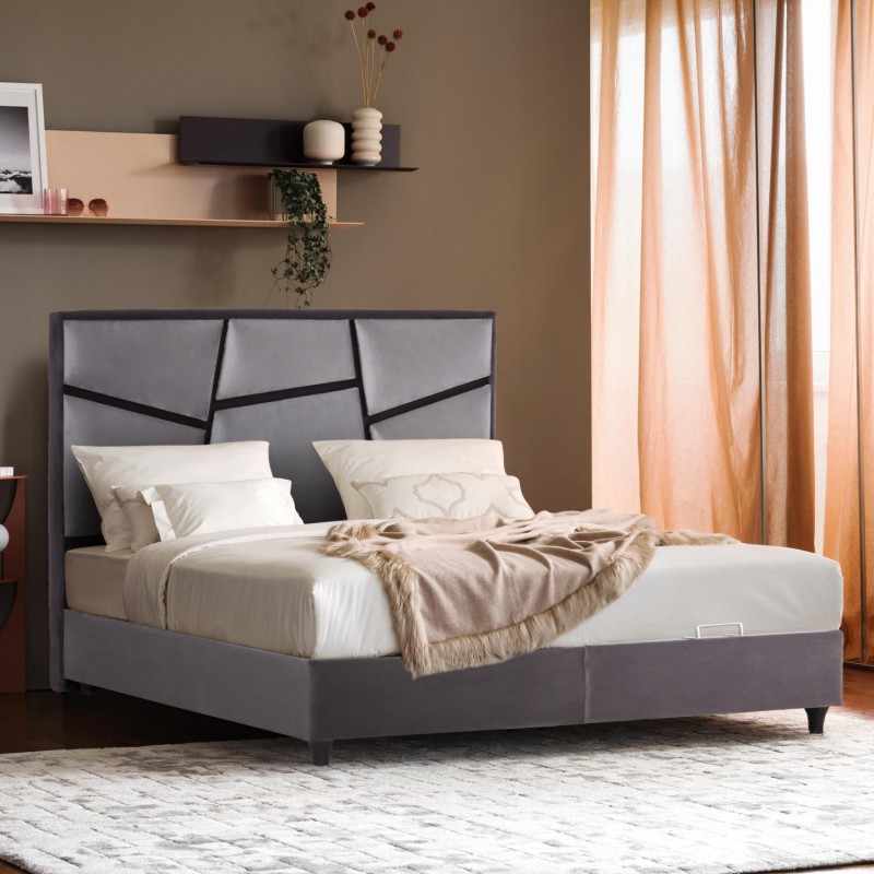 ΚΡEΒΑΤΙ ΜΕ ΑΠΟΘΗΚΕΥΤΙΚΟ ΧΩΡΟ IRIDA HM718 ΓΚΡΙ ΒΕΛΟΥΔΟ ΓΙΑ ΣΤΡΩΜΑ 160x200εκ.