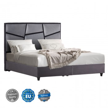 ΚΡEΒΑΤΙ ΜΕ ΑΠΟΘΗΚΕΥΤΙΚΟ ΧΩΡΟ IRIDA HM718 ΓΚΡΙ ΒΕΛΟΥΔΟ ΓΙΑ ΣΤΡΩΜΑ 160x200εκ.