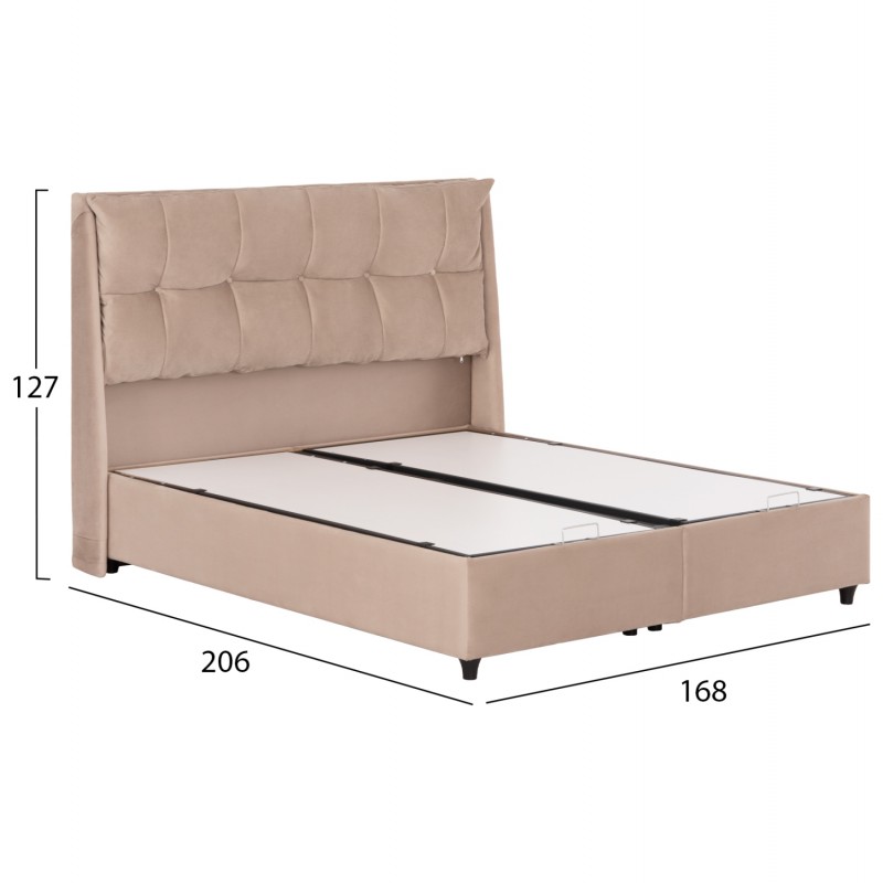 ΚΡEΒΑΤΙ ΜΕ ΑΠΟΘΗΚΕΥΤΙΚΟ ΧΩΡΟ DREAMLET HM716 ΜΠΕΖ ΒΕΛΟΥΔΟ- ΓΙΑ ΣΤΡΩΜΑ 160x200εκ.