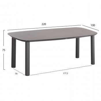 ΤΡΑΠΕΖΙ DOSUN HM6202.01 ΓΚΡΙ ΑΛΟΥΜΙΝΙΟ-3D PRINT ΓΥΑΛΙ-ΚΕΡΑΜΙΚΟ LOOK 220x100x75Υεκ