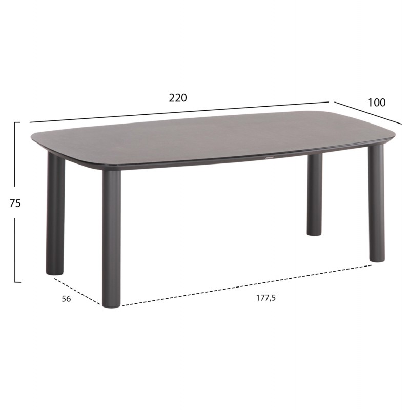 ΤΡΑΠΕΖΙ DOSUN HM6202.01 ΓΚΡΙ ΑΛΟΥΜΙΝΙΟ-3D PRINT ΓΥΑΛΙ-ΚΕΡΑΜΙΚΟ LOOK 220x100x75Υεκ
