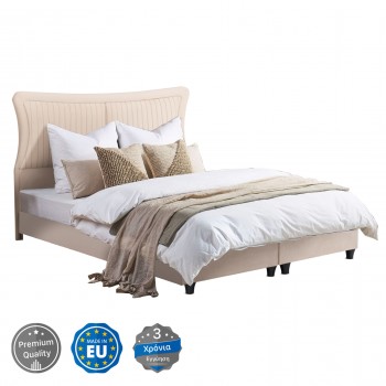 ΚΡEΒΑΤΙ ΔΙΠΛΟ NESTOR HM715 ΜΠΕΖ ΒΕΛΟΥΔΟ ΓΙΑ ΣΤΡΩΜΑ 160x200εκ.