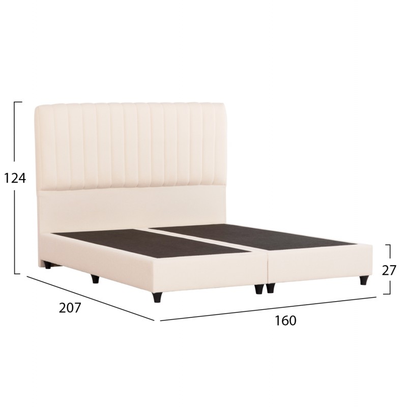 ΚΡEΒΑΤΙ ΔΙΠΛΟ LUTHER HM717 ΜΠΕΖ ΥΦΑΣΜΑ ΓΙΑ ΣΤΡΩΜΑ 160x200εκ.