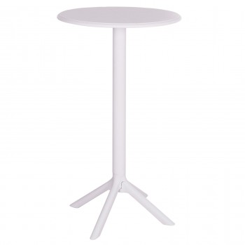 ΤΡΑΠΕΖΙ ΜΠΑΡ ΣΤΡΟΓΓΥΛΟ TERRIN HM6126.11 ΠΟΛΥΠΡΟΠΥΛΕΝΙΟ ΛΕΥΚΟ Φ60x106Υεκ.